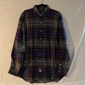 VTG Ralph Lauren Shirt Mens Blaire Navy Black Red Plaid Button Down Shirt Size L